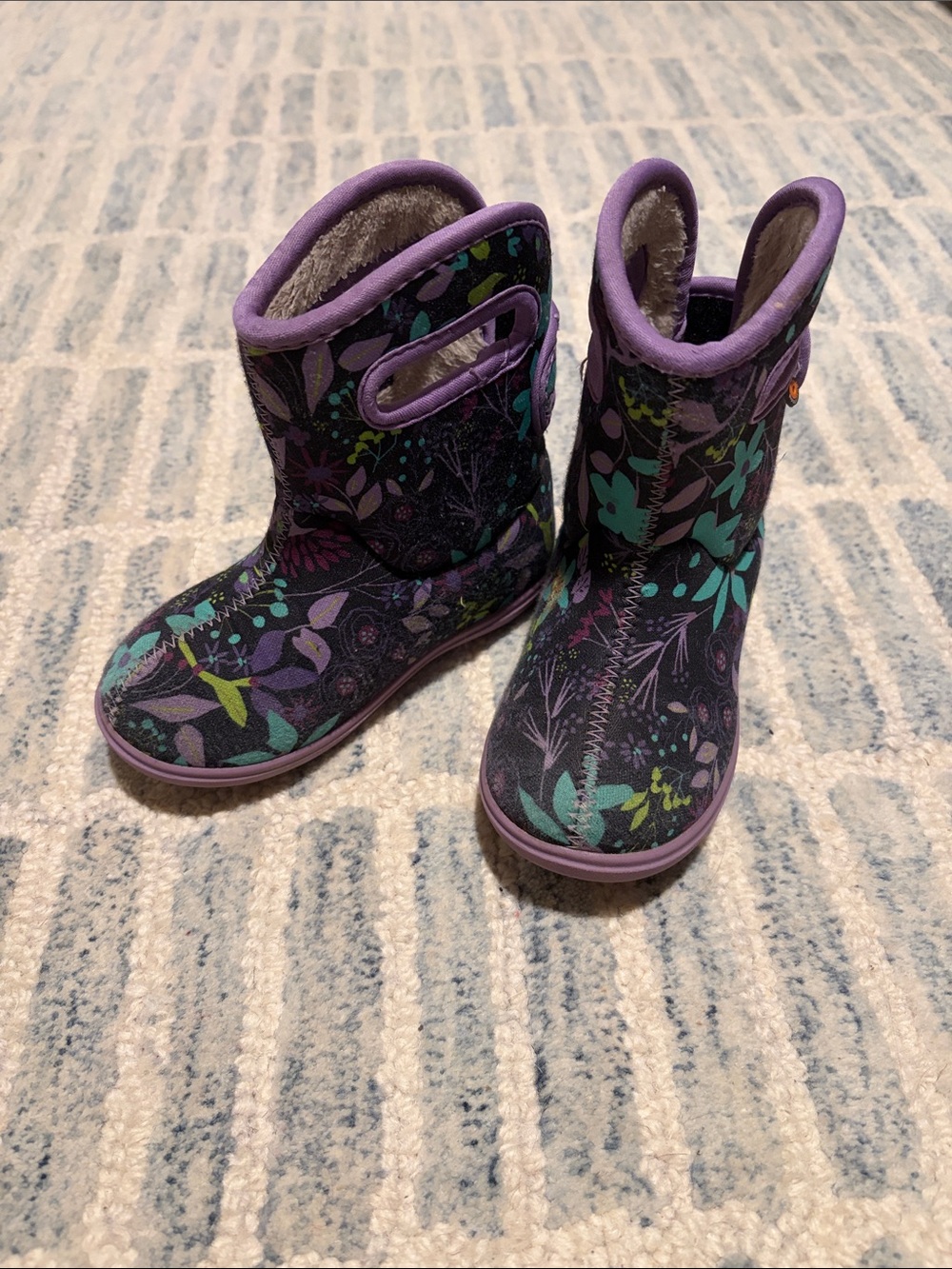 Bogs Purple Floral Waterproof Winter Boots